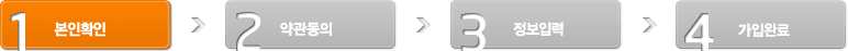 실명확인 &rarr; 약관동의 &rarr; 정보입력 &rarr; 가입완료